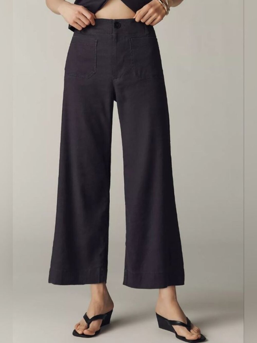 Anthropologie | Maeve Colette Cropped Linen Pants | Black, 31